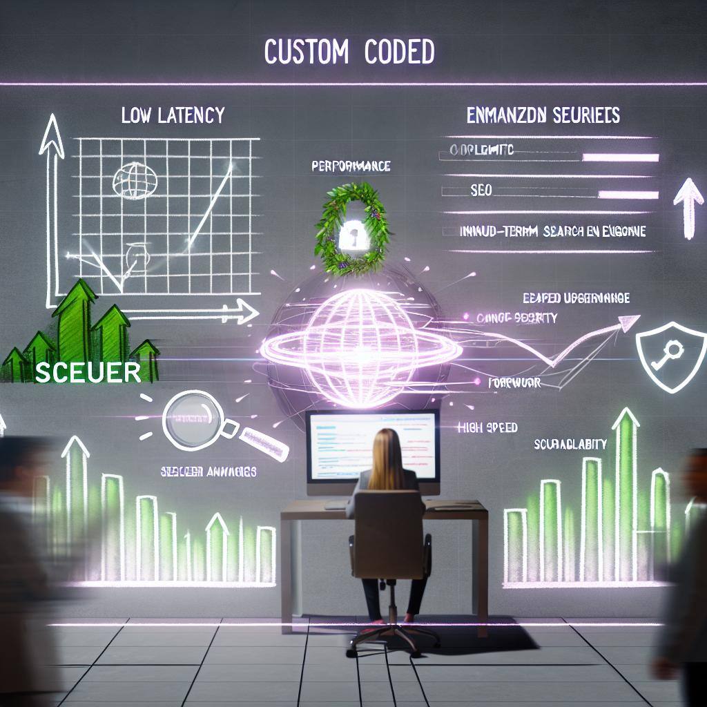 An image of a custom coded website showcasing optimal performance, beautifull design, enhanced security, SEO advantages, and longterm scalability